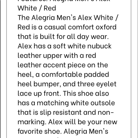 Alegria Men’s Alex White/Red Leather Nursing Professional Working Lace Up Shoes - Picture 15 of 16